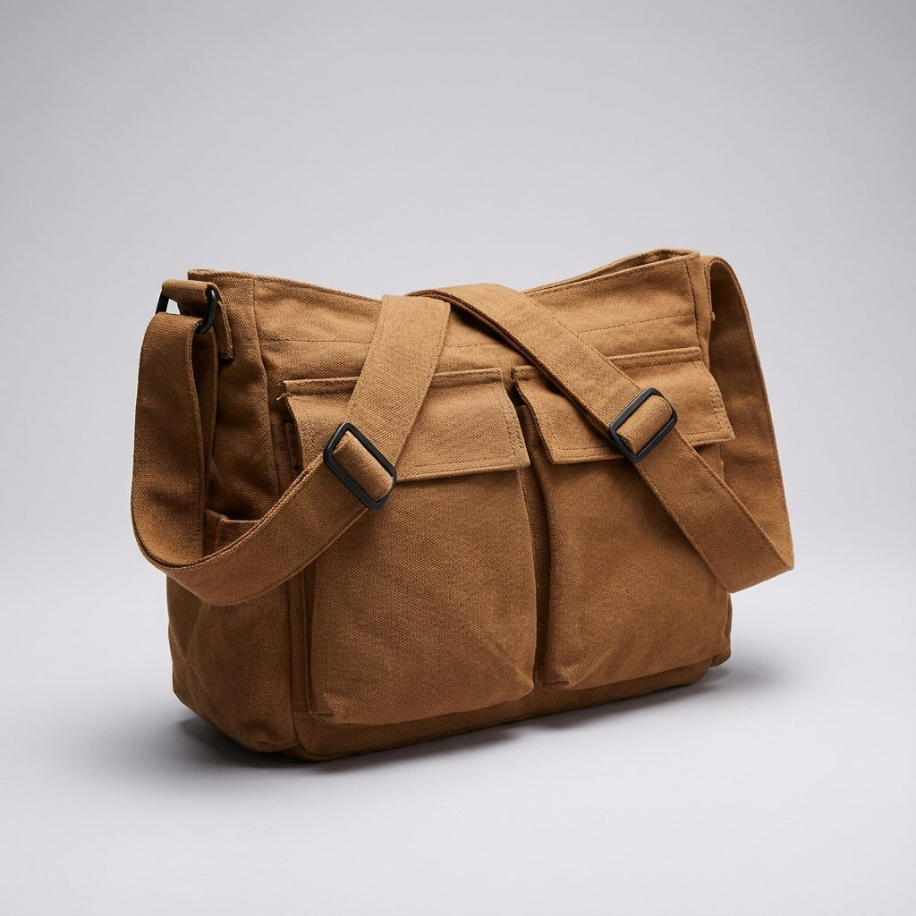 Lätt canvas crossbodyväska Packlite, unisex design med flera smarta fack för organiserad packning & vardagsbruk.