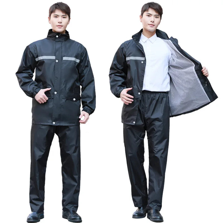 Unisex regnställ för motorcykel & elcykel. Vattentätt set med jacka och byxa, perfekt för pendling och utomhusaktiviteter.
