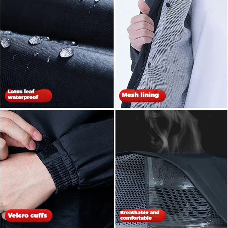 Komplett unisex regnställ för mc & elcykel. Ger fullständigt skydd mot regn och vind under pendling och turer.