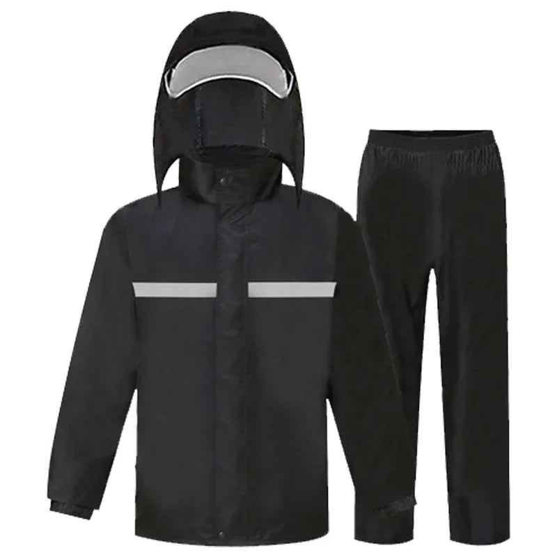 Unisex regnställ, vattentätt med reflexer för motorcykel & cykelpendling. Säkerhet i regn.