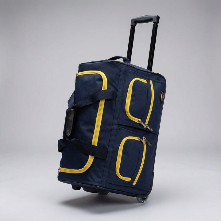 Mångsidig duffelresväska med hjul. Flexibelt bagage för alla typer av resetillbehör.
