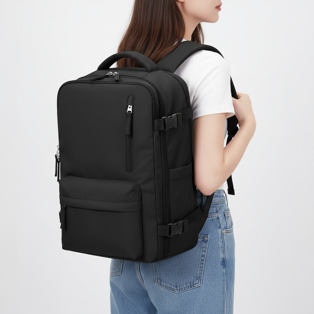 Rymlig PackMax resväska med hjul, idealisk för organiserad packning. Slitstark och mångsidig.