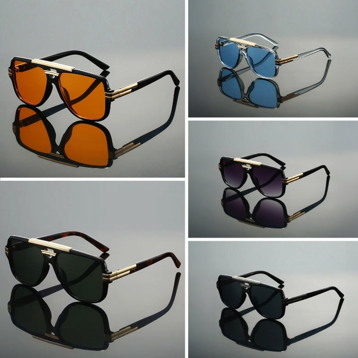 Unika geometriska unisex solglasögon med livfulla linser. Stilren och modern design med UV400-skydd.