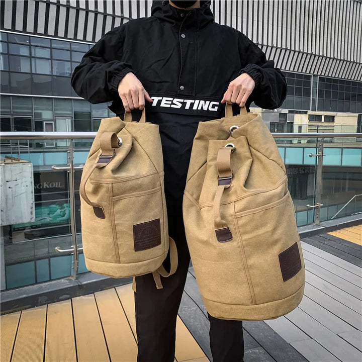 Unisex stor volym reseryggsäck TrekMate i slitstark canvas, perfekt för äventyr.