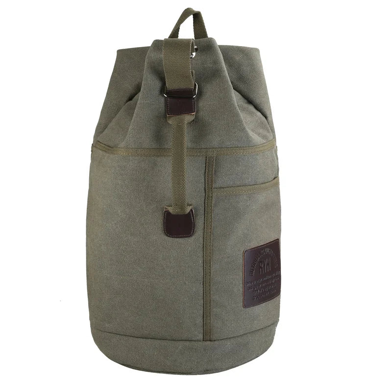Unisex äventyrsryggsäck med stor volym, robust design i canvas för vandring & resor.