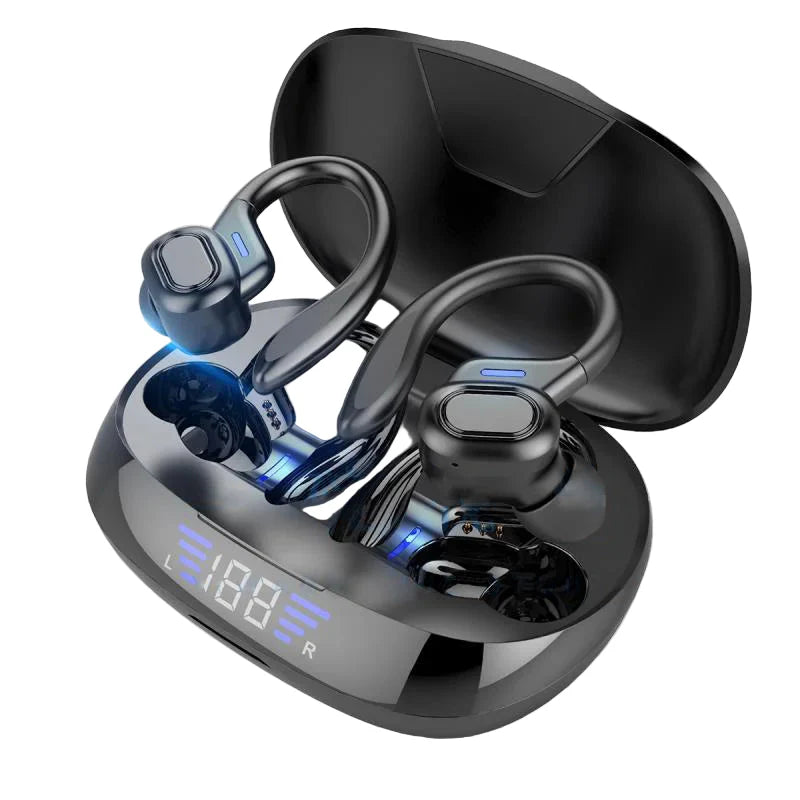 Unisex trådlösa sporthörlurar in-ear för träning, ergonomisk passform.