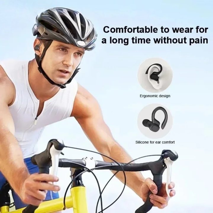 Aktiva trådlösa hörlurar, in-ear design, för optimalt ljud under löpning och gymträning.