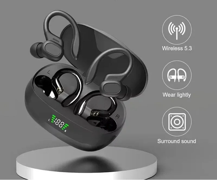Unisex trådlösa sporthörlurar in-ear med Bluetooth, svettåliga och ergonomiska för all träning.