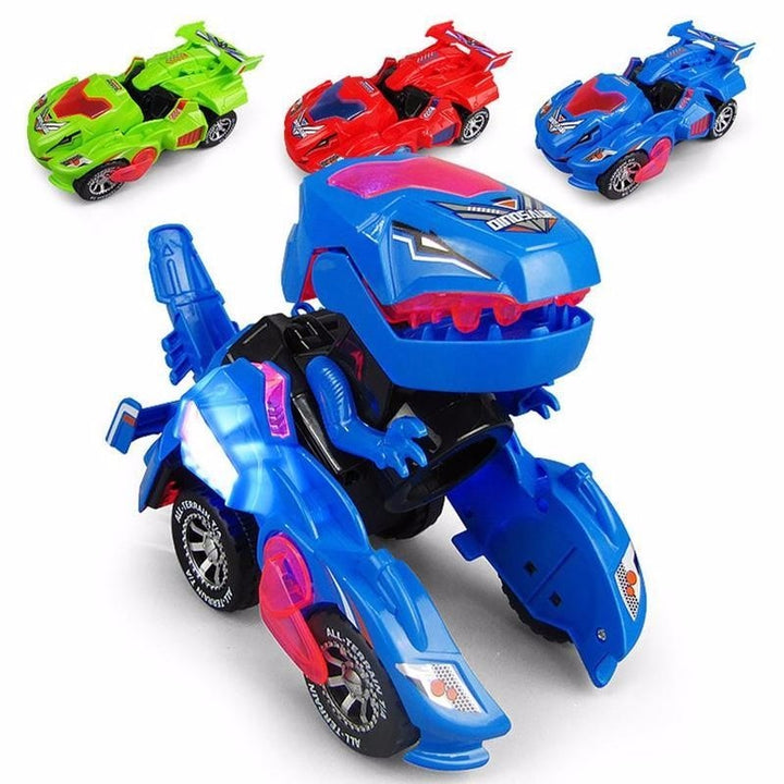 Unisex Transformer Dinosaurie LED leksaksbil, grön T-rex i bilform för barn