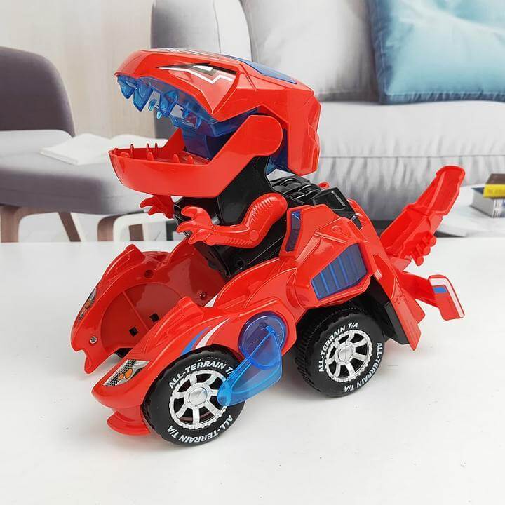Blå Transformer Dinosaurie LED leksaksbil, mångsidig present för barnintresserade av dino och bilar