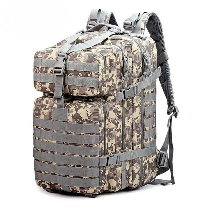 Frontvy av AdventurePack 50L taktisk ryggsäck, unisex, med stor förvaring för outdoor & camping.
