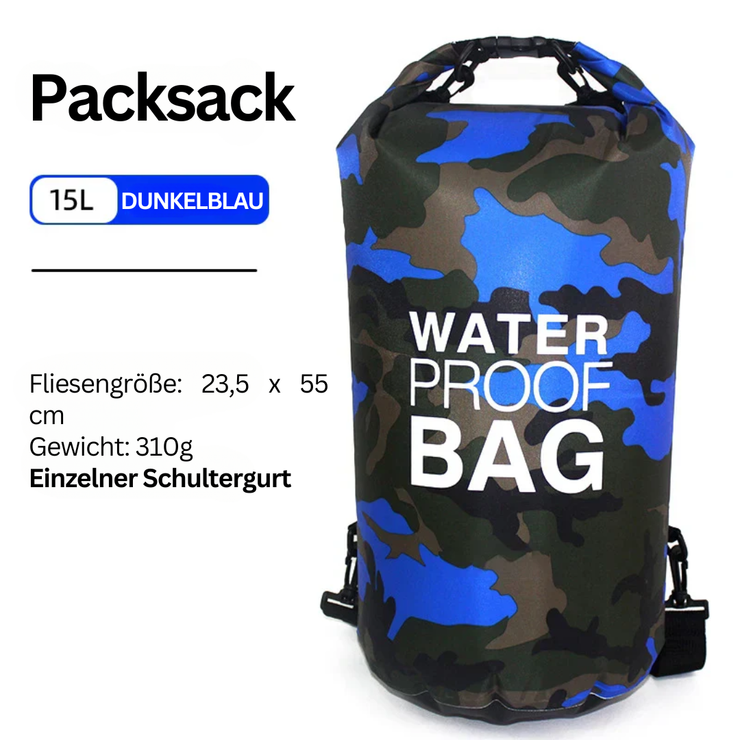Mångsidig vattentät ryggsäck, dry bag, för kajak, camping, vandring och strandbesök.