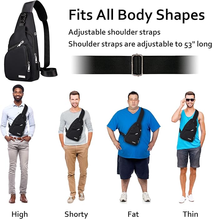 Ergonomisk vattentät slingväska. Justerbar rem för maximal komfort vid långa resor.