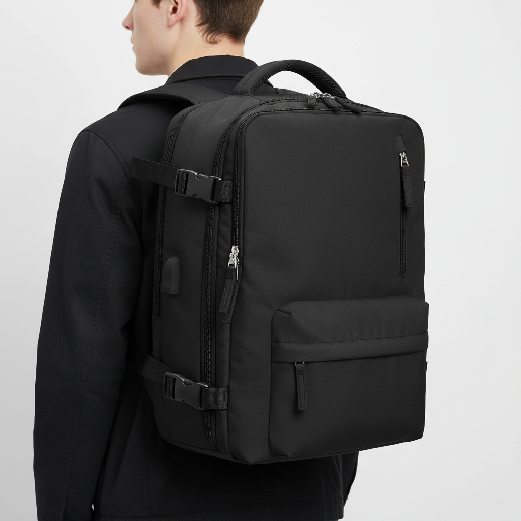 Detaljbild av VersaPack ryggsäckens vattentäta material och robusta design. Unisex & säker för alla äventyr.