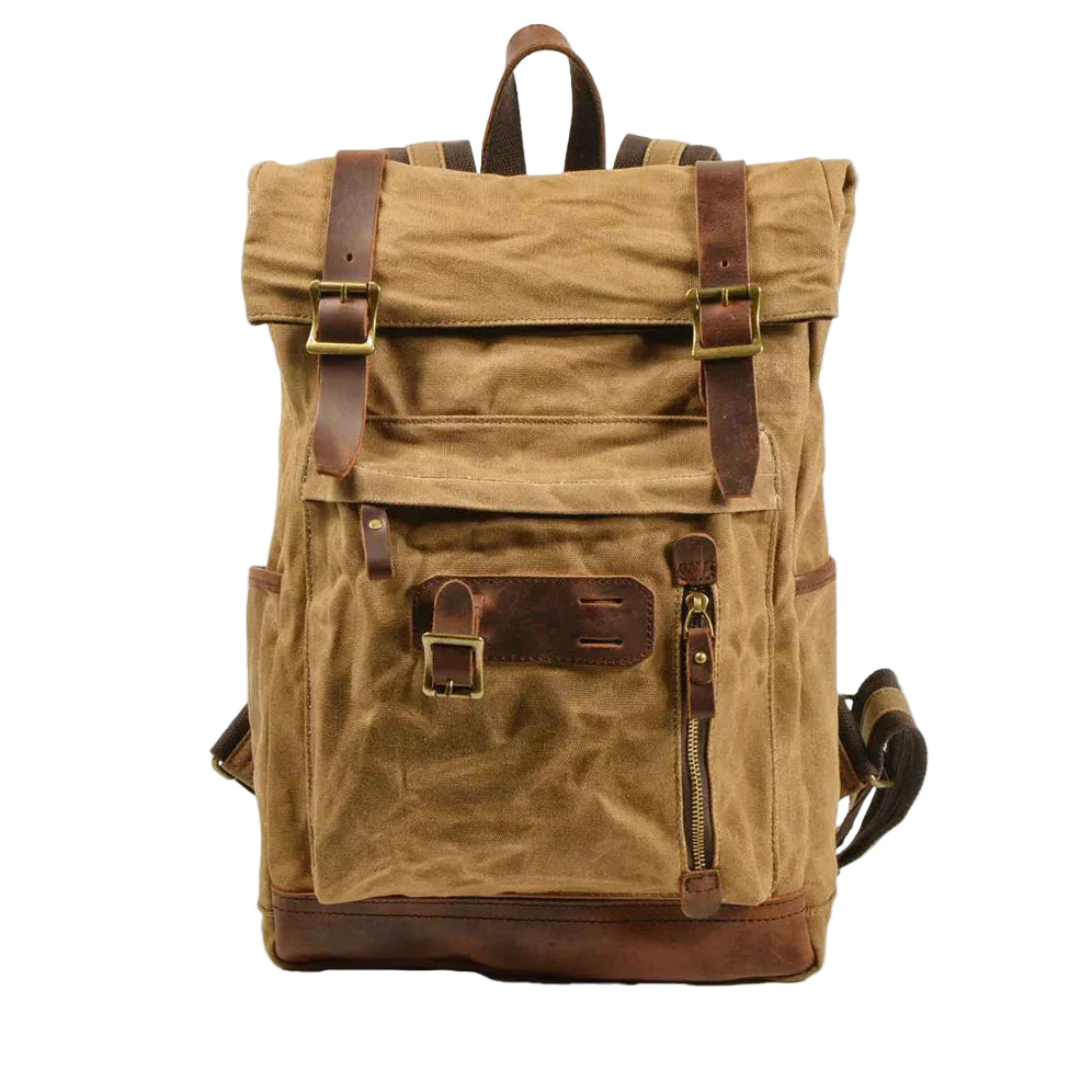 Unisex vikbar ryggsäck i vintage stil, perfekt för vardag och äventyr. Robust canvas och läderdetaljer.