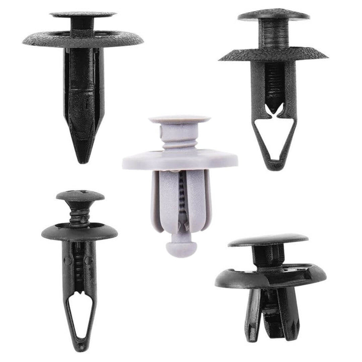 Bred verktygssats med bilfästklämmor i plast och nylon för fordonsreparation, inredning & kaross.