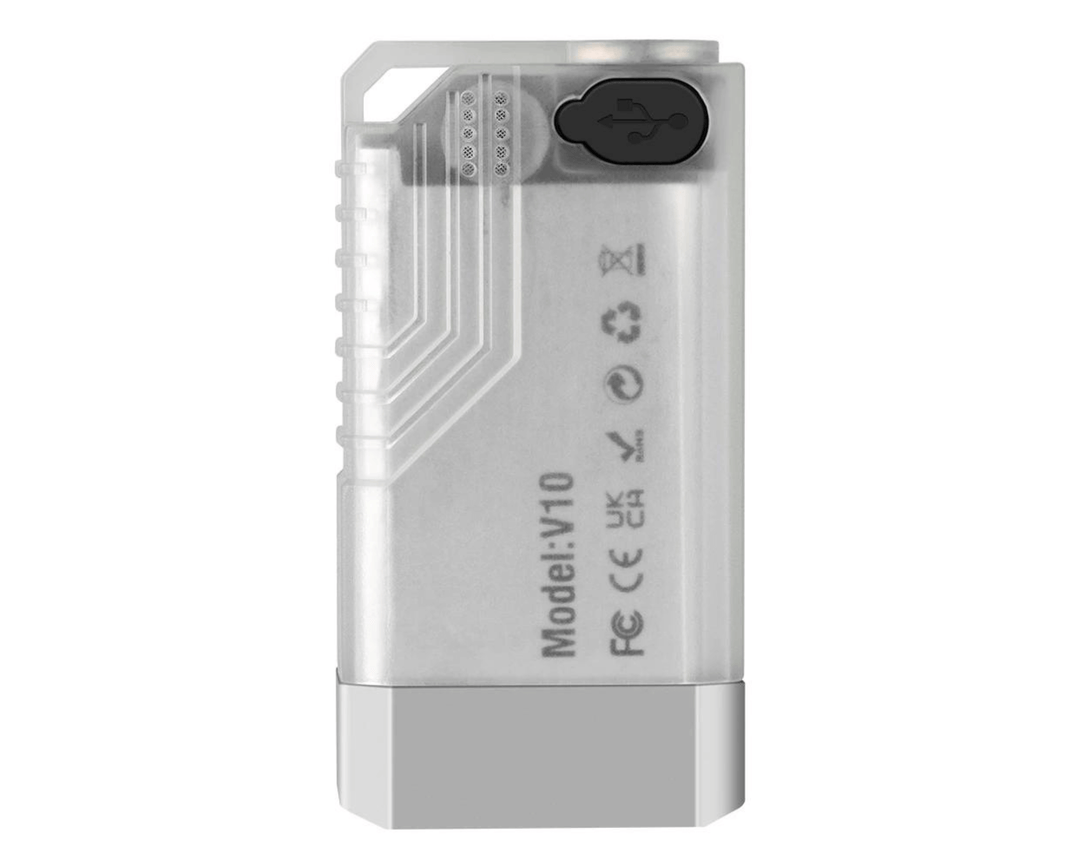 USB-C laddningsport på uppladdningsbar mini LED-ficklampa för nyckelring. Enkel och smidig laddning.