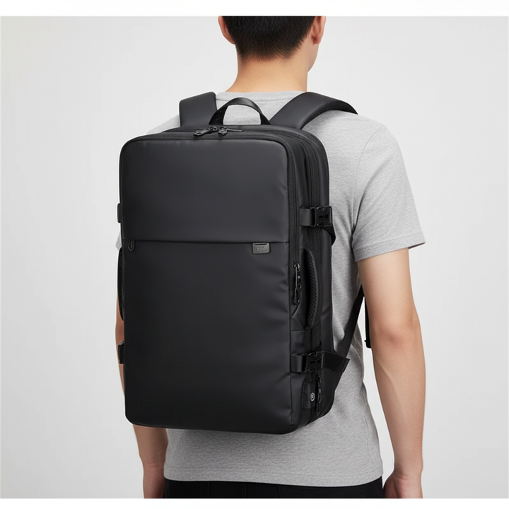 Unisex reseryggsäck, utvidgbar TravelX för handbagage. Vattenresistent design, perfekt för weekendresor.