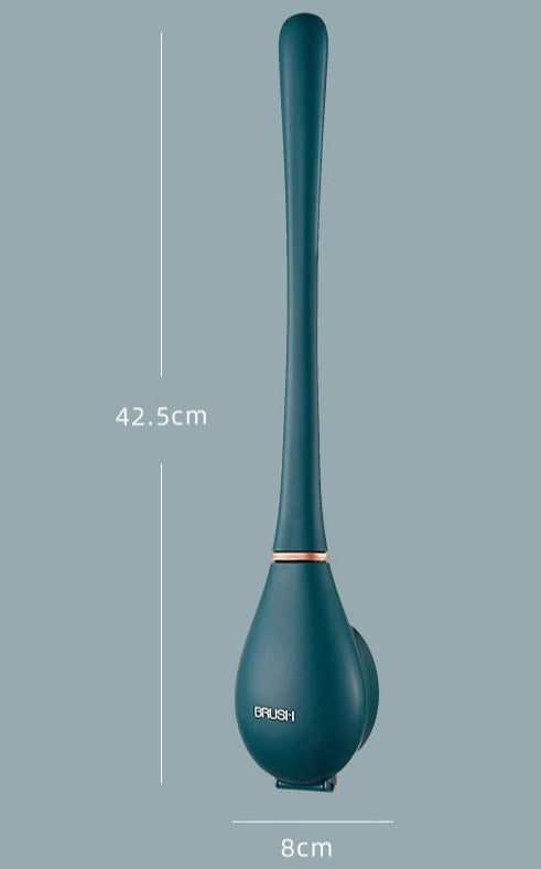 Hygienisk vägghängd silikon toalettborste med hållare, modern för badrumsrengöring.
