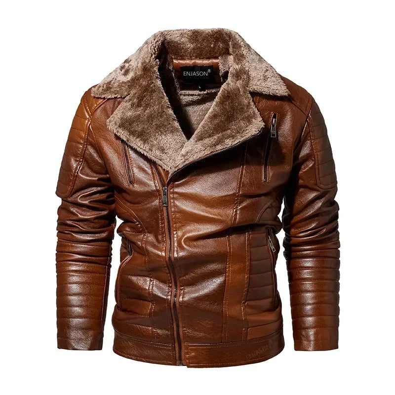 Stilren herr vinterjacka med lyxig pälskrage. Varmt ytterplagg för höst & vinter. Herrmode.