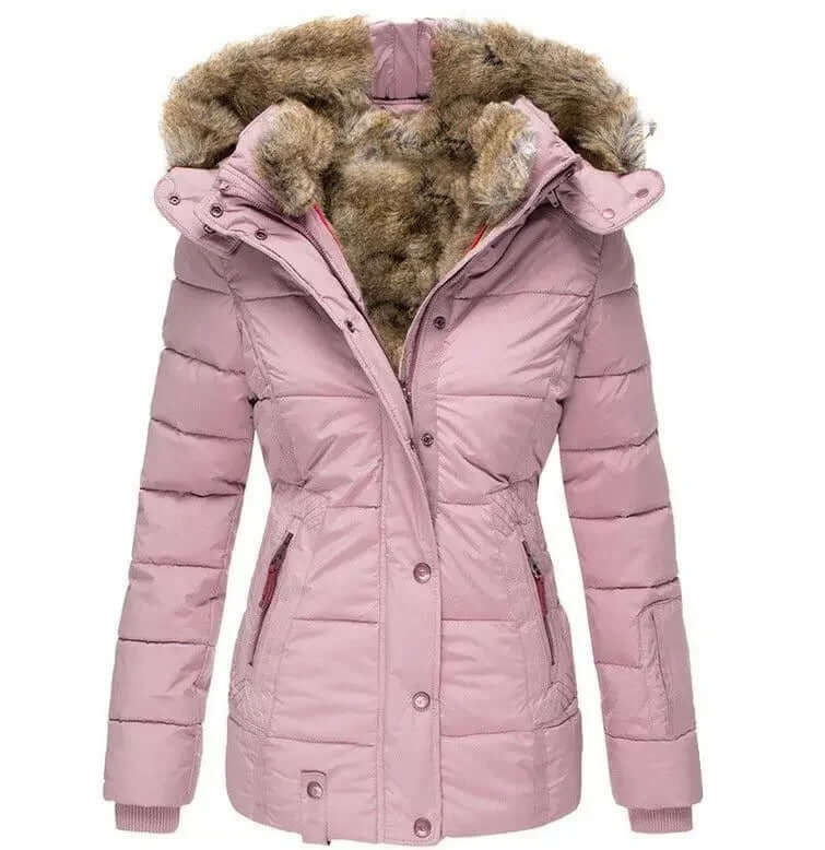 Varm vadderad jacka för kvinnor - Perfekt för kallt väder - Rosa