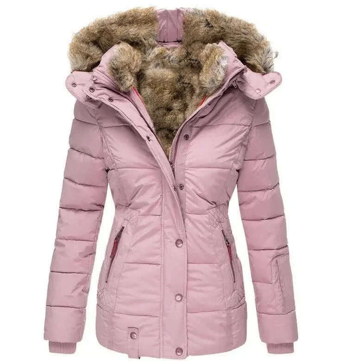 Varm vadderad jacka för kvinnor - Perfekt för kallt väder - Rosa