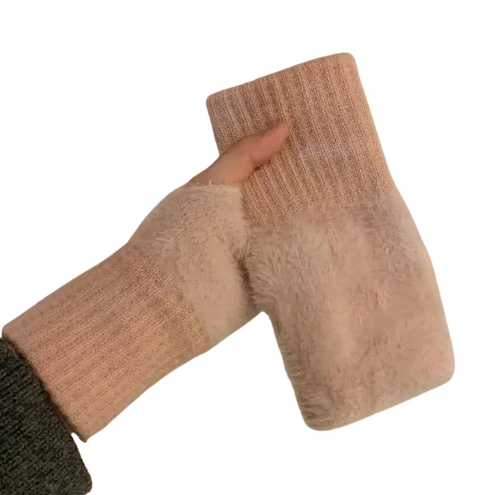 Varma dam halvfingerhandskar, perfekta för kalla vinterdagar och utomhusaktiviteter.