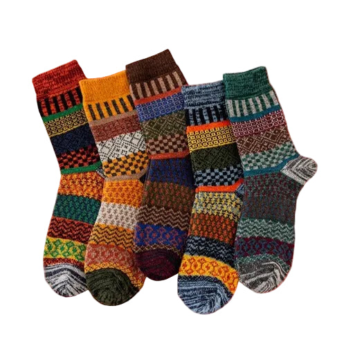 Varma vinterstrumpor för kvinnor i mysig vintage design, 5-pack. Perfekta för kalla dagar, erbjuder bekväm värme.
