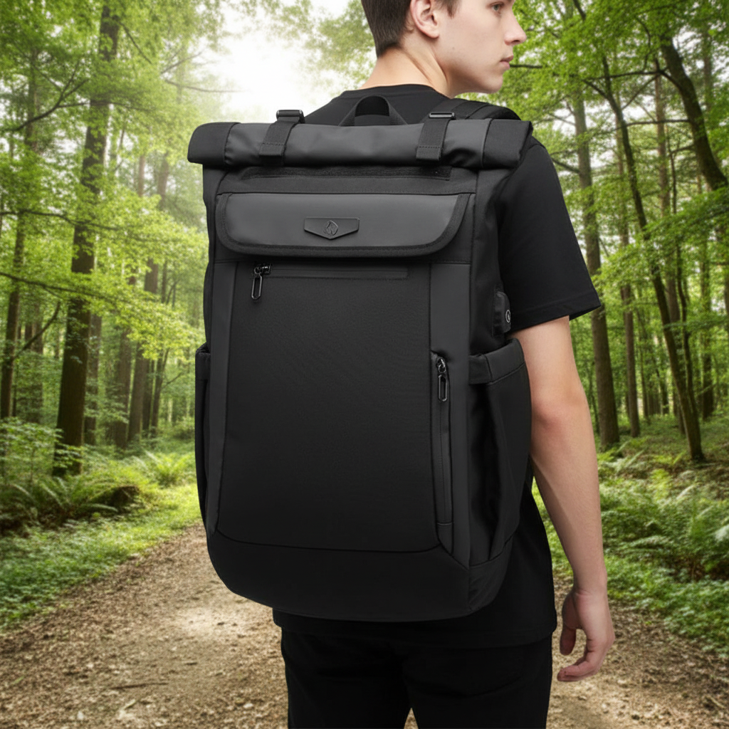 Vattenavvisande herrryggsäck 50l för äventyr. Slittålig pendlaryggsäck med laptopfack. Perfekt för outdoor.