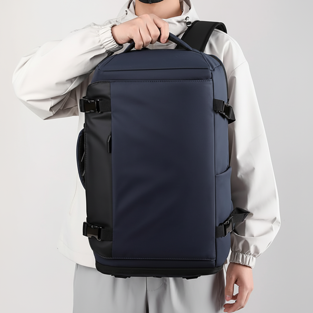 Vattentät ryggsäck för laptop och surfplatta, med USB-laddning. Idealisk pendlarväska för teknikentusiaster.