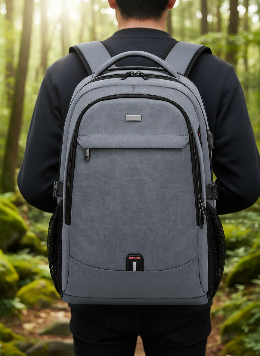 Vattentålig unisex laptopryggsäck med USB-port, perfekt för pendling, arbete och skola, säker teknikförvaring.