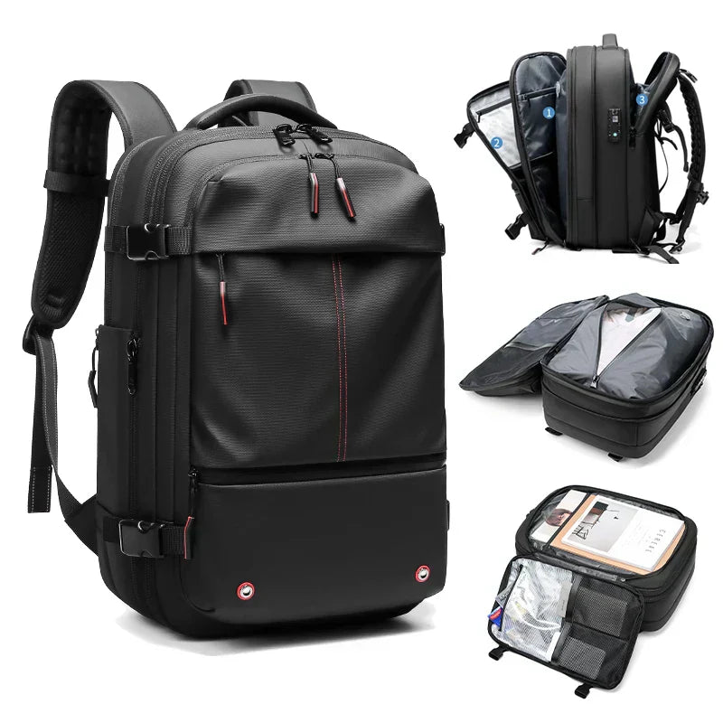 Modern laptopryggsäck för resor, unisex design. Vattentät med smarta fack för all din packning.