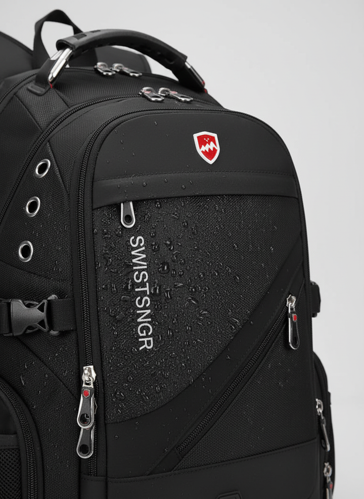 Praktisk skol- & jobbväska med USB-laddningsport, vattentät och säker för laptop.