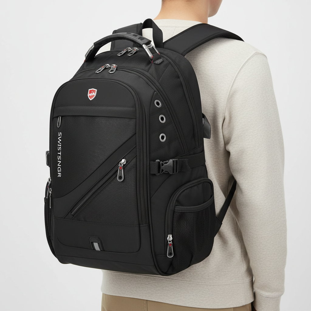 AquaGuard laptopryggsäck, vattentålig och designad för att skydda din dator under pendling.