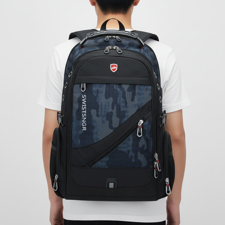Vattentålig kamouflage ryggsäck för resor och utomhusbruk, perfekt som laptopväska unisex.