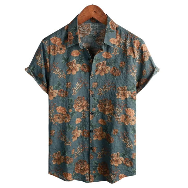 Vintage blommig herr T-shirt i lättviktstyg, perfekt för en avslappnad sommarlook.