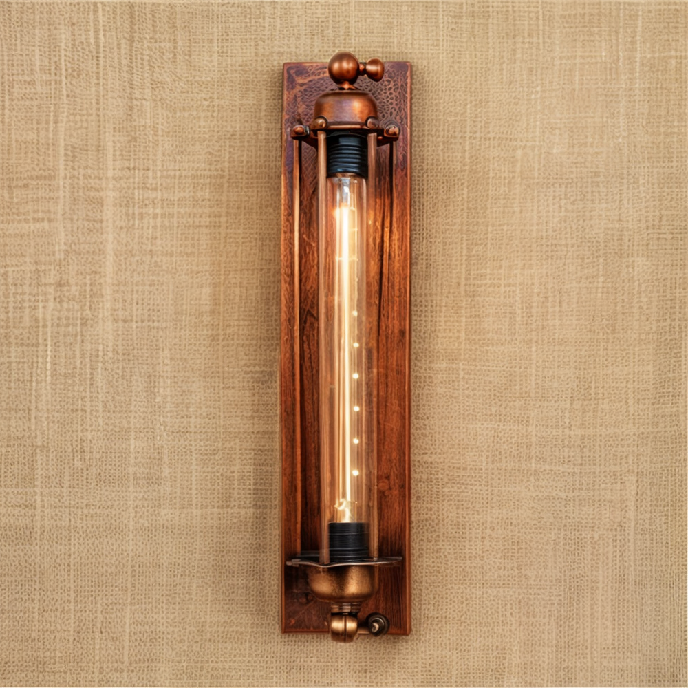 Svart vintage vägglampa, industriell design, metall för en unik inredningsstil.