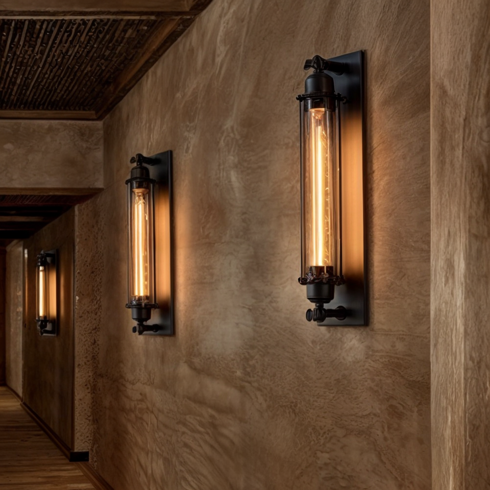 Rustik industriell vägglampa, vintage metallampa, dekorativ belysning för alla rum.