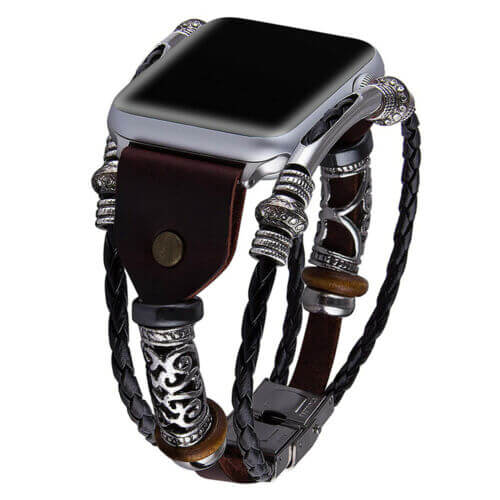 Brun vintage läderrem till Apple Watch, accessoar för en klassisk look