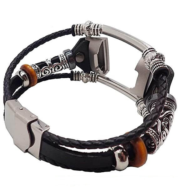 Unisex vintage svart läderarmband för Apple Watch med spänne, tidlös accessoar