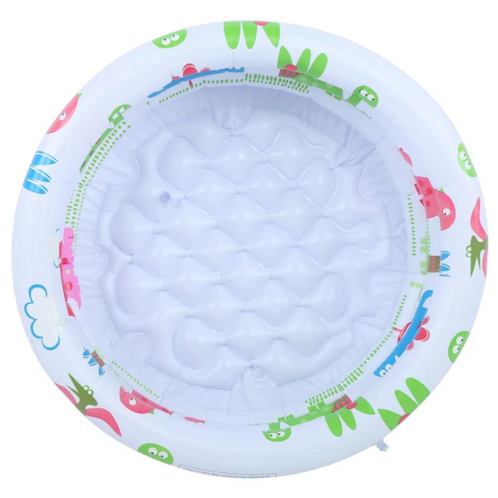 Babypool i vit färg, uppblåsbar och bärbar för småbarns sommarlek.