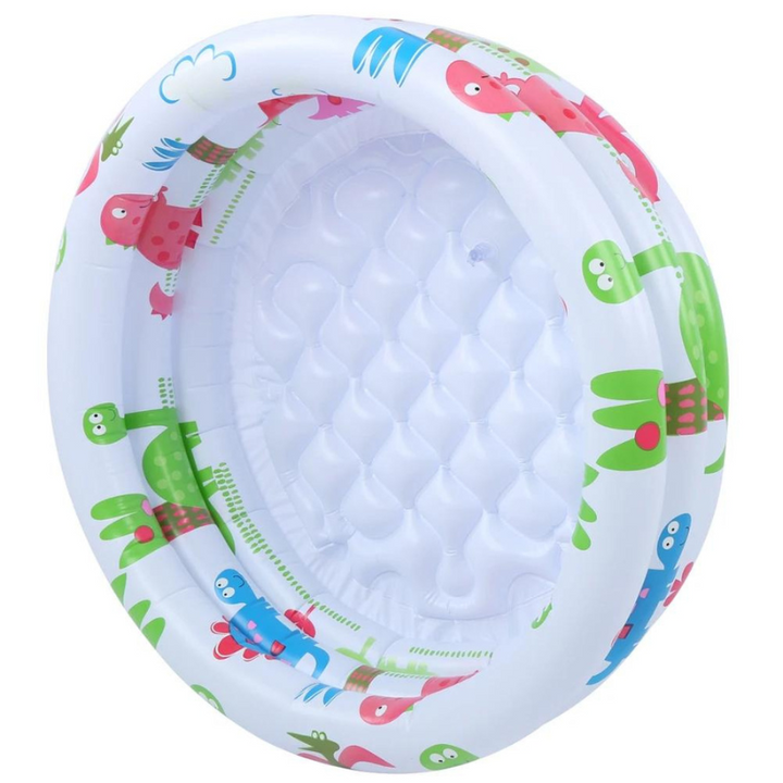 Vit rund babypool för barn, idealisk för uteglidje och svalkande vattenlek.