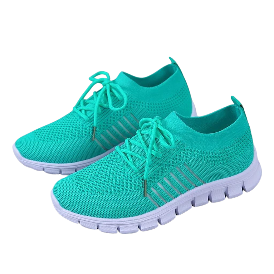 Blå lätta damsneakers med halkfri yttersula, utmärkta komfortskor för vardagsbruk.