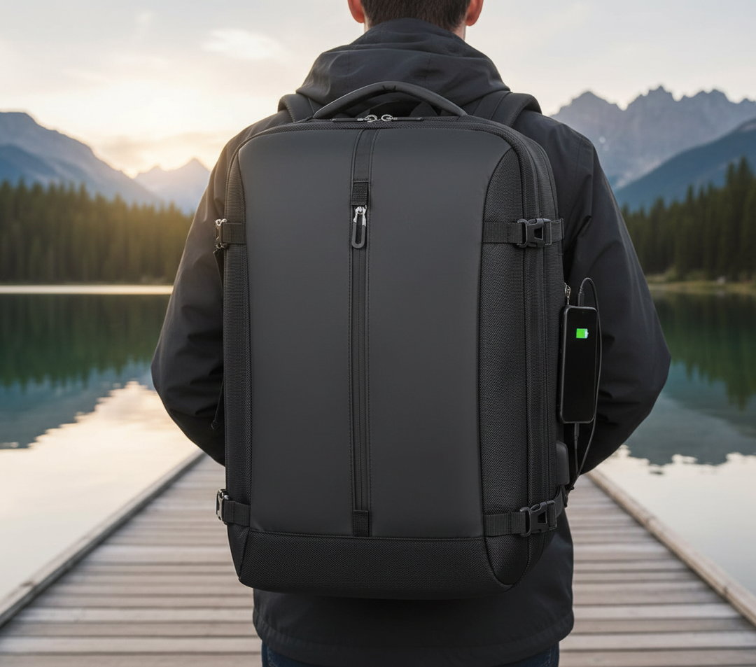 Voyager laptopryggsäck, expanderbar och vattentålig. Perfekt reseryggsäck med säkert datorfack.