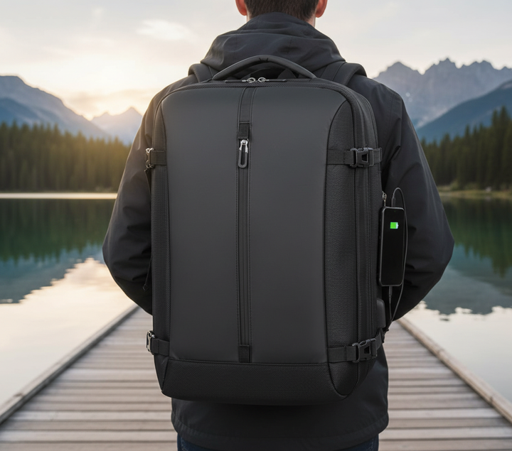 Voyager laptopryggsäck, expanderbar och vattentålig. Perfekt reseryggsäck med säkert datorfack.