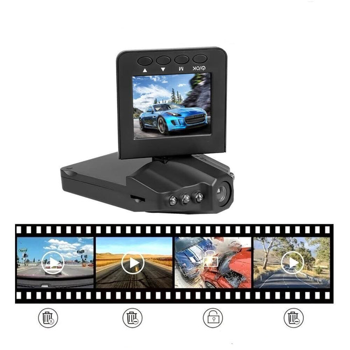 Paketerad vridbar vidvinkel dashcam, redo för installation, fokus på fordonsteknik.